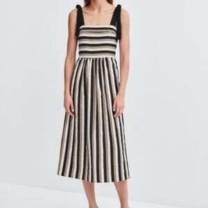 Zara striped tie strap dress